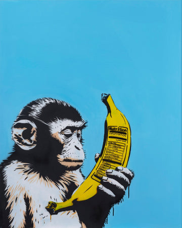 "Macro Monkey" invites viewers to reflect on the balance between the natural and the artificial, questioning how far we’ve come in prioritizing data over experience. It’s a sharp, yet humorous critique of consumer culture, making it a must-have for collectors and art enthusiasts alike.